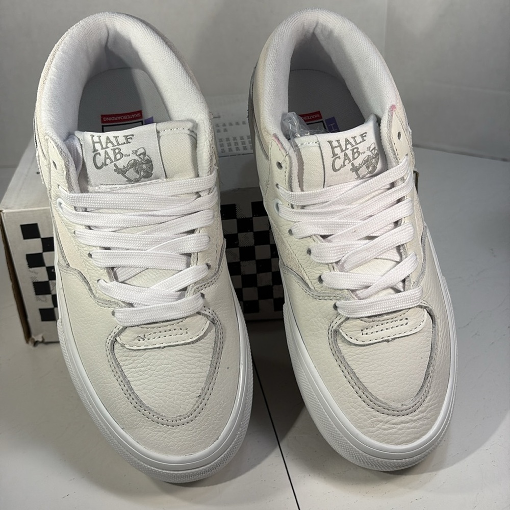 NWT Vans Skate Half Cab White Leather with Suede Trim Women’s 6.5 - Picture 4 of 10